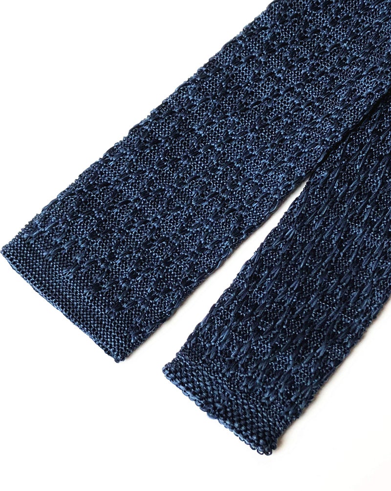 Elfeves Men Retro Designed Fashion Novelty Ties Navy Blue Indigo Stylish Casual Textured Necktie For Groomsmen - Image 3